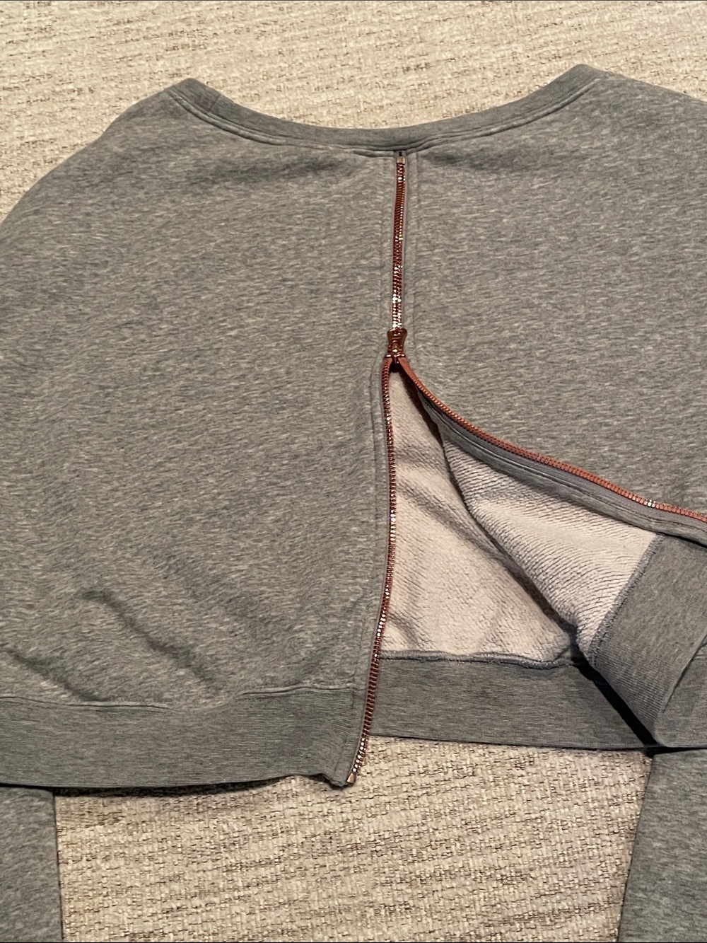 Nike Women's Gray Cropped Sweatshirt with Gold Logo - Picture 5 of 15